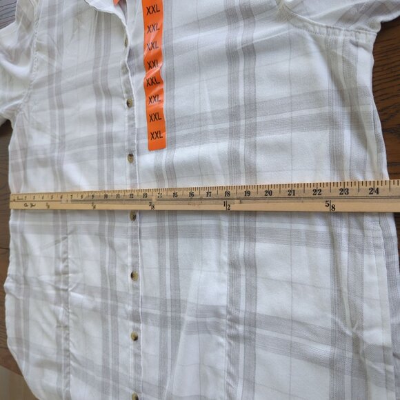 Jach's Girlfriend XXL White & Gray Cozy Plaid Flannel Button down soft Shirt XXL - Picture 12 of 14